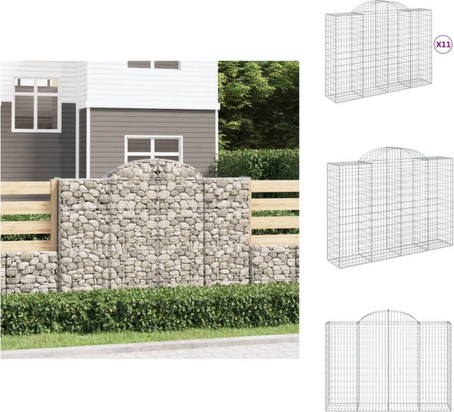 VidaXL Schanskorf Gabion Muur 200 x 50 x 140 160 cm Roestbestendig gegalvaniseerd ijzer Versterkte schanskorfhaken Inclusief handleiding Zilverkleurig Bloempot