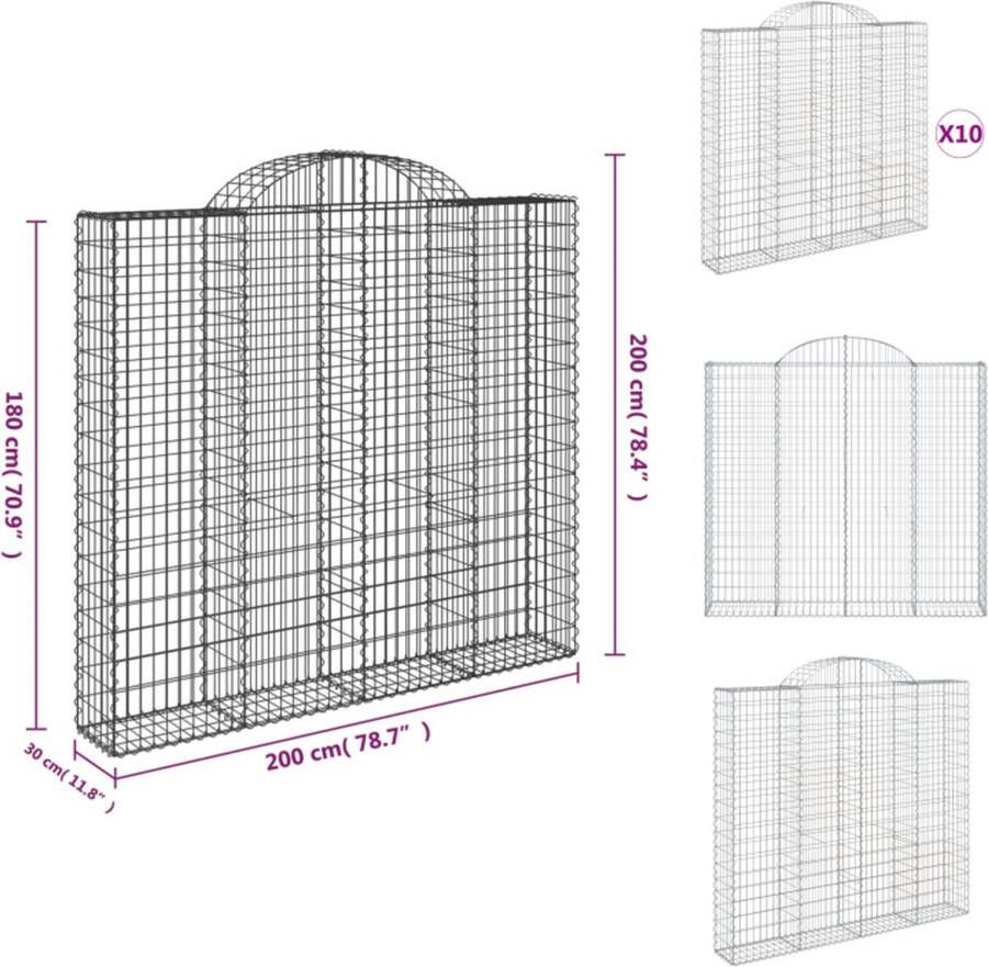 VidaXL Schanskorf Gabionmuur 200x30x180 200 cm Zilverkleurig Gegalvaniseerd ijzer Bloempot