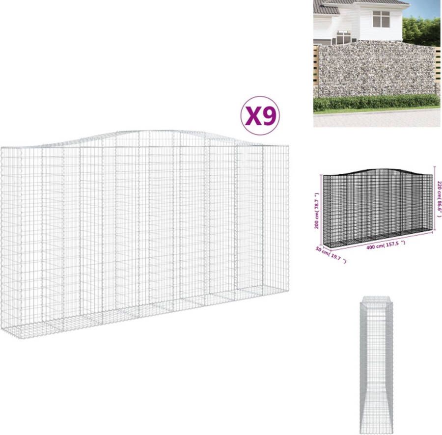 VidaXL Schanskorf Gabionmuur 400 x 50 x 200 220 cm Geluidsisolerend Decoratief Bloempot