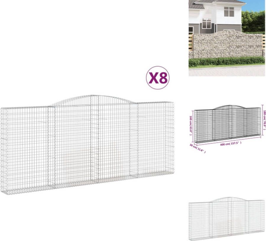 VidaXL Schanskorf Gegalvaniseerd IJzer 400x30x160 180 cm Decoratieve Geluidsisolerende Tuinbarrière Bloempot
