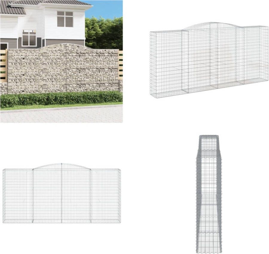 VidaXL Schanskorf gewelfd 400x50x180 200 cm gegalvaniseerd ijzer Schanskorfmand Schanskorfmanden Schanskorf Schanskorfmuur