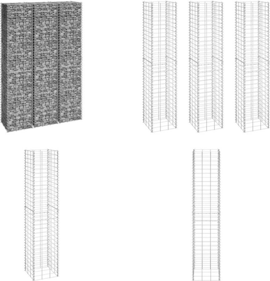 VidaXL Schanskorf plantenbakken 3 st verhoogd 30x30x150 cm ijzer Gabion Plantenbak Gabionplantenbakken Plantenbak Plantenbakken