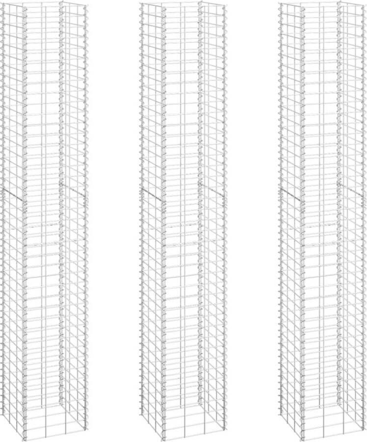 VidaXL -Schanskorf-plantenbakken-3-st-verhoogd-30x30x200-cm-ijzer