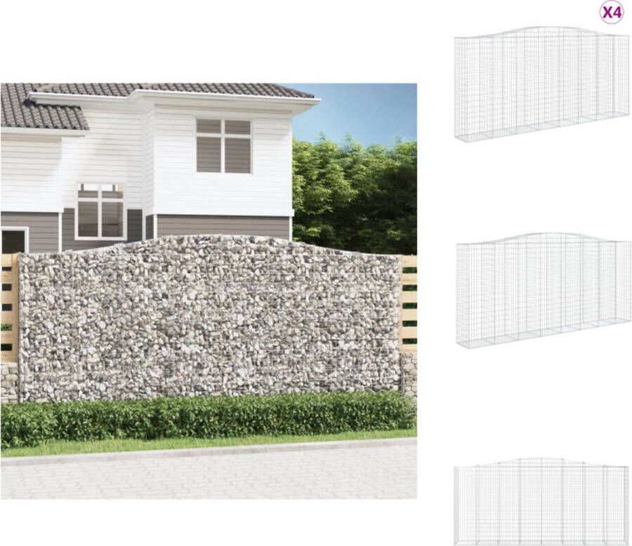 VidaXL Schanskorf Tuinbarrière 400 x 50 x 180 200 cm Duurzaam gegalvaniseerd ijzer Bloempot