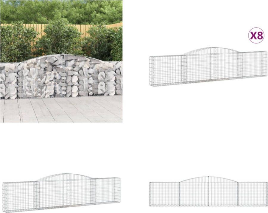 VidaXL Schanskorven 8 st gewelfd 400x30x80 100 cm ijzer Schanskorfmand Schanskorfmanden Schanskorf Schanskorfmuur