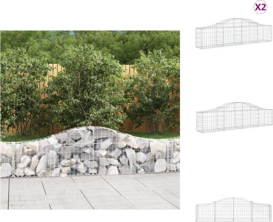 VidaXL Schanskorven Decoratieve Tuinbarrière 200 x 30 x 40 60 cm Gegalvaniseerd IJzer Stabiele Constructie Bloempot