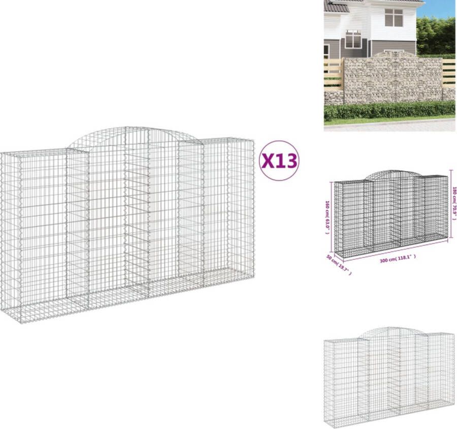 VidaXL Schanskorven Tuinbarrière 300 x 50 x 160 180 cm Gegalvaniseerd ijzer Bloempot