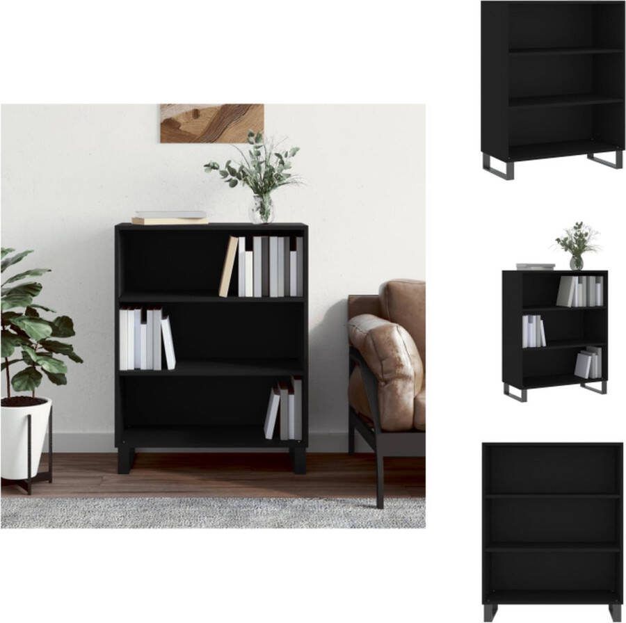VidaXL Schappenkast Open 3 Schappen 69.5 x 32.5 x 90 cm Zwart Keukenkast