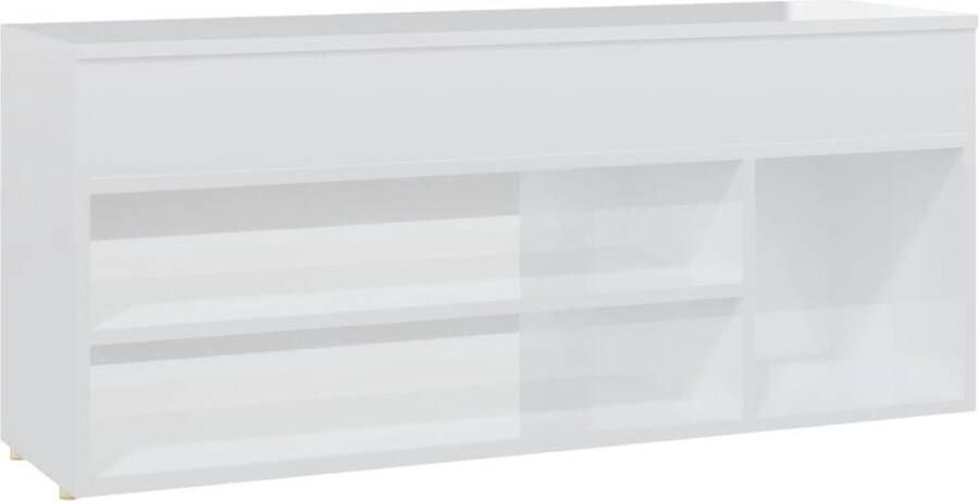 VidaXL -Schoenenbank-105x30x45-cm-spaanplaat-hoogglans-wit