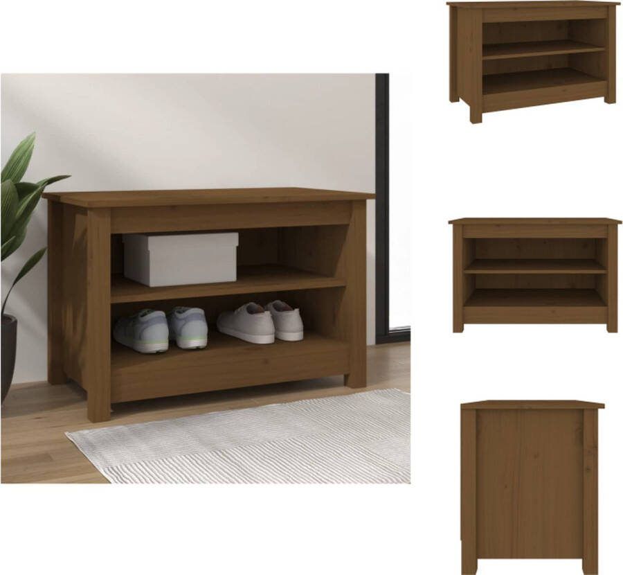 VidaXL Schoenenbank Grenenhout Schoenenkast 70 x 38 x 45.5 cm Honingbruin Schoenenkast