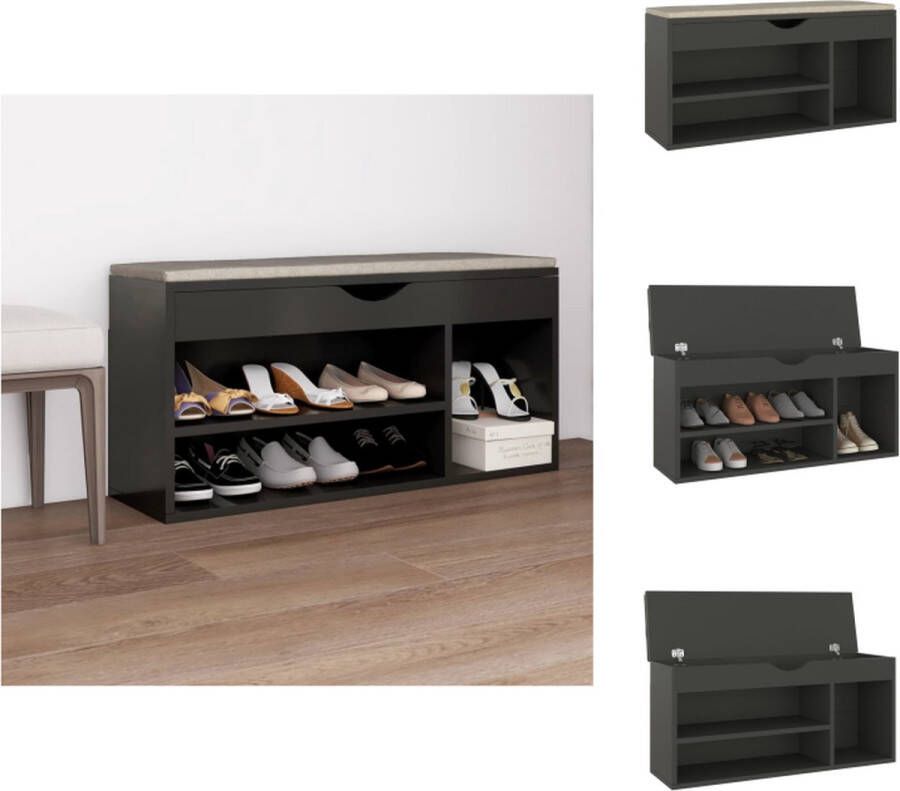 VidaXL Schoenenbank grijs 104 x 30 x 49 cm opbergbank Schoenenkast