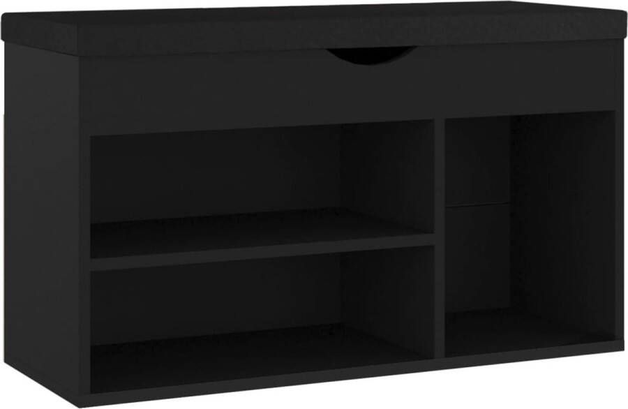 VidaXL Schoenenbank met kussen 80x30x47 cm bewerkt hout zwart