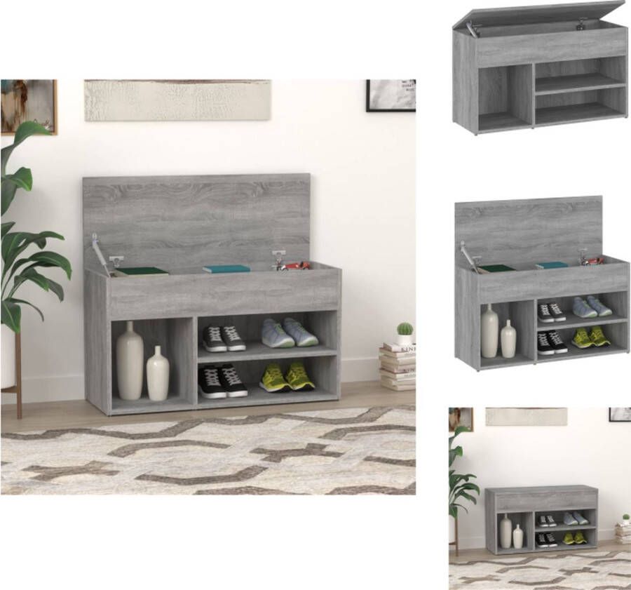 VidaXL Schoenenbank Trendy ontwerp Bewerkt hout 80x30x45 cm Grijs Sonoma Eiken Schoenenkast