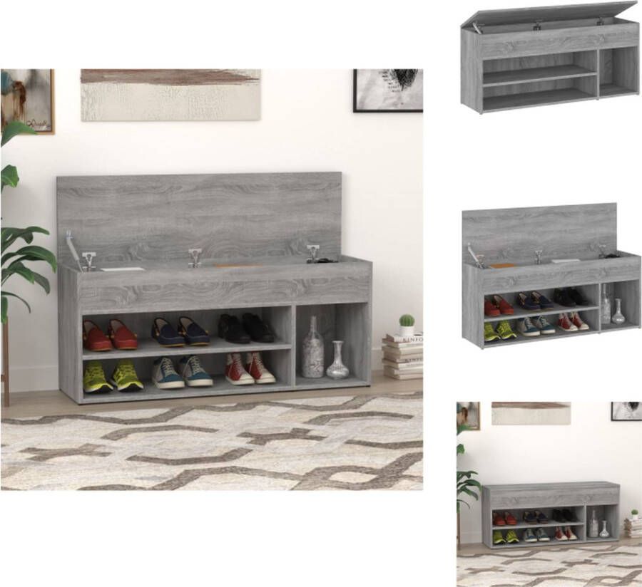 VidaXL Schoenenbank Trendy Opbergbank Afmeting 105 x 30 x 45 cm Kleur Grijs Sonoma Eiken Schoenenkast