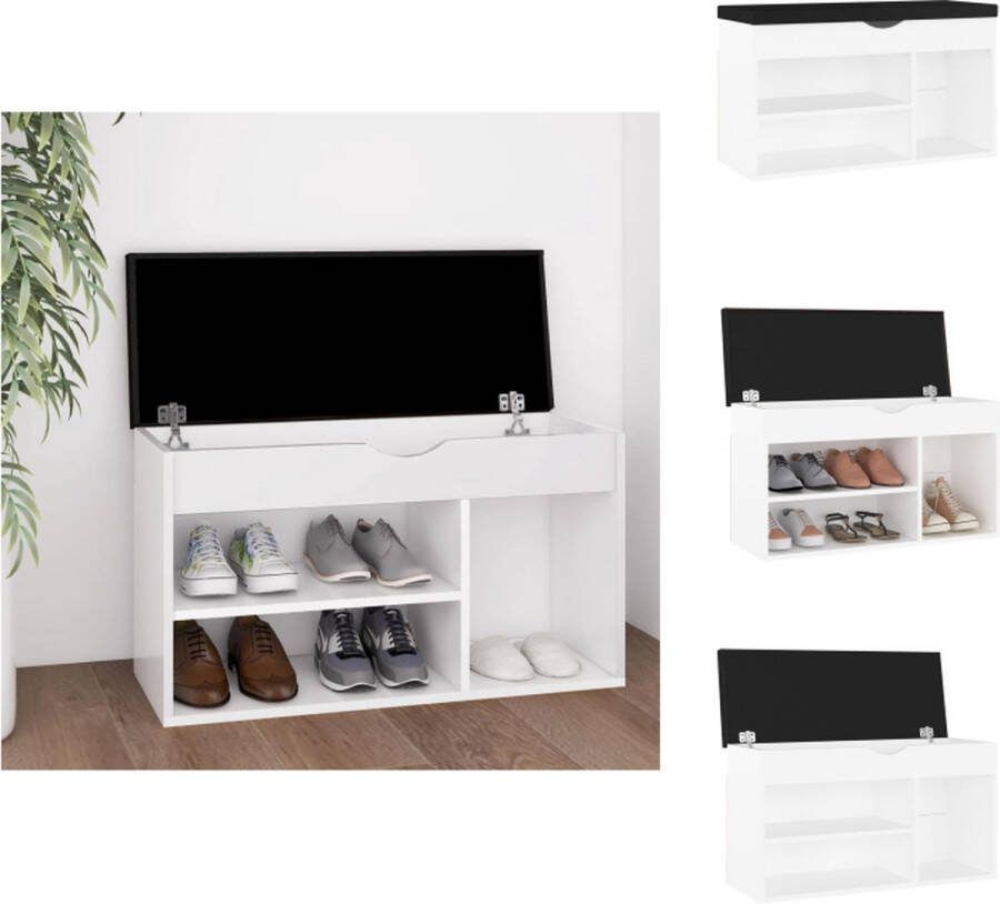 VidaXL Schoenenbank Wit 80 x 30 x 47 cm Opbergbank met kussen Schoenenkast