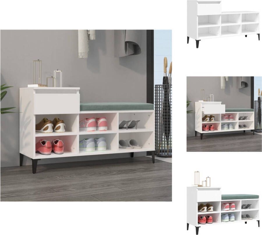 VidaXL Schoenenkast 102 x 36 x 60 cm Duurzaam bewerkt hout Metalen poten Voldoende opbergruimte Schoenenkast