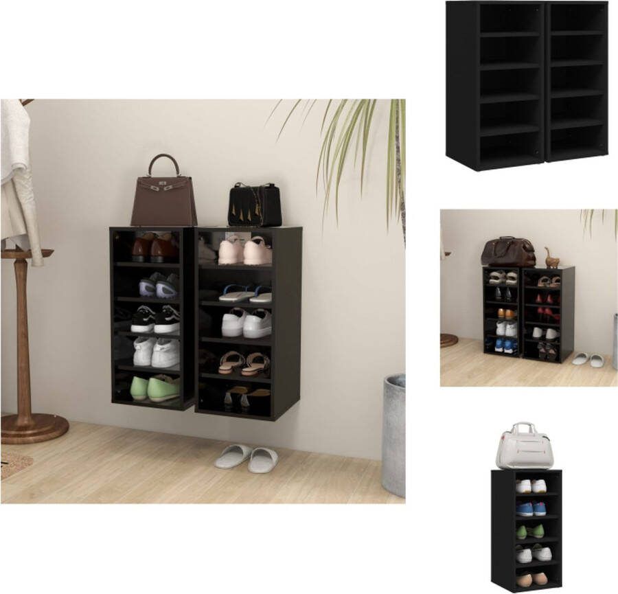 VidaXL Schoenenkast 31.5 x 35 x 70 cm Zwart Schoenenkast