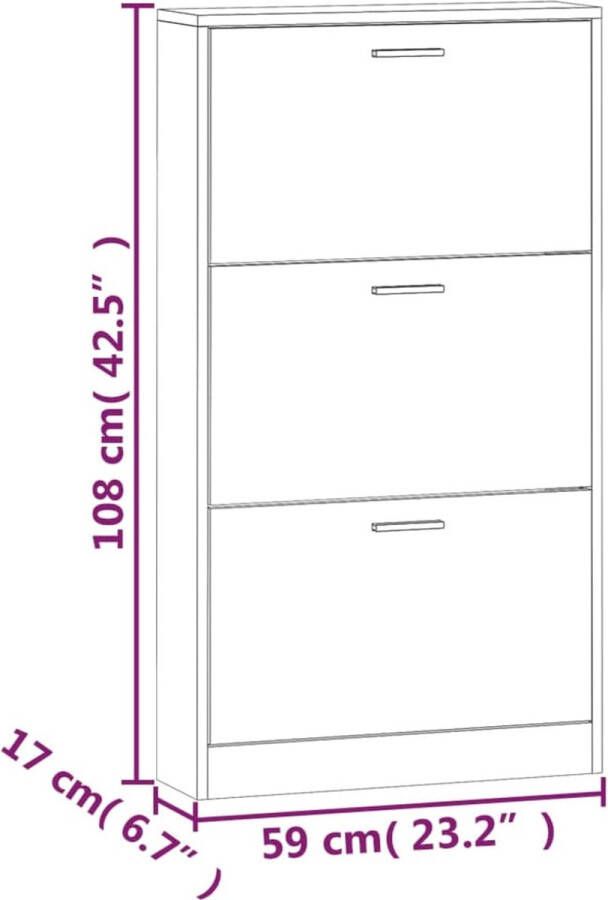 VidaXL -Schoenenkast-59x17x108-cm-bewerkt-hout-eikenkleurig