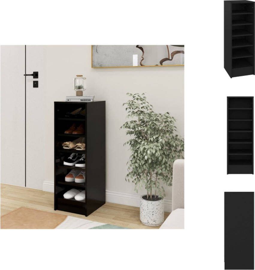 VidaXL Schoenenkast 6 Vakken 31.5 x 35 x 90 cm Zwart Schoenenkast