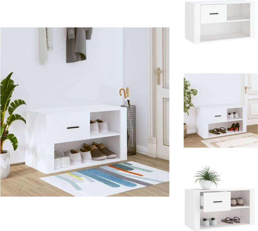 VidaXL Schoenenkast 80 x 35 x 45 cm wit bewerkt hout Schoenenkast