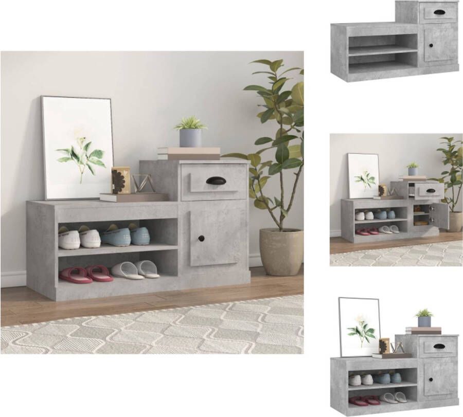 VidaXL Schoenenkast Betongrijs 100 x 42 x 60 cm Duurzaam hout Hoge en lage kast Schoenenkast