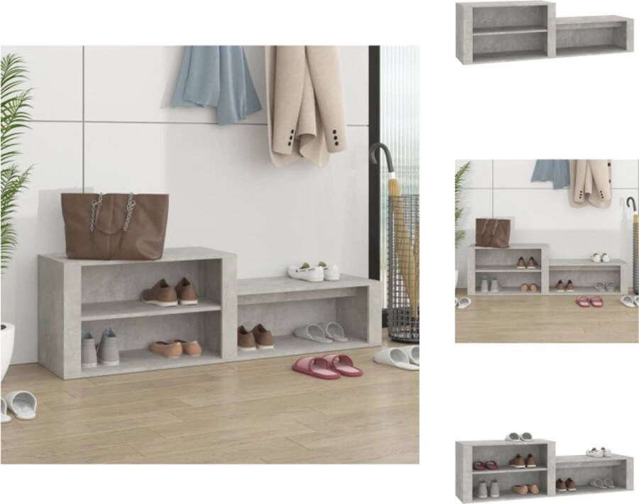 VidaXL Schoenenkast Betongrijs 150 x 35 x 45 cm Stabiel materiaal Schoenenkast