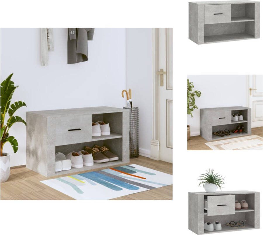VidaXL Schoenenkast Betongrijs 80 x 35 x 45 cm Voldoende opbergruimte Schoenenkast