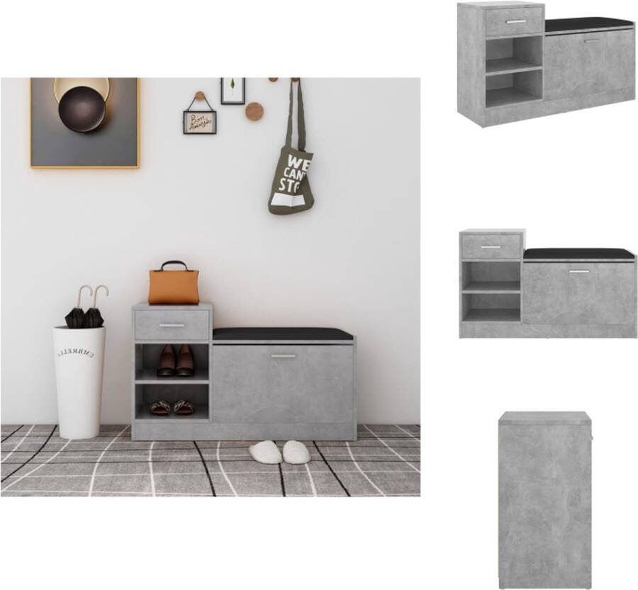 VidaXL Schoenenkast Betongrijs 94.5 x 31 x 57 cm Modern Duurzaam Schoenenkast