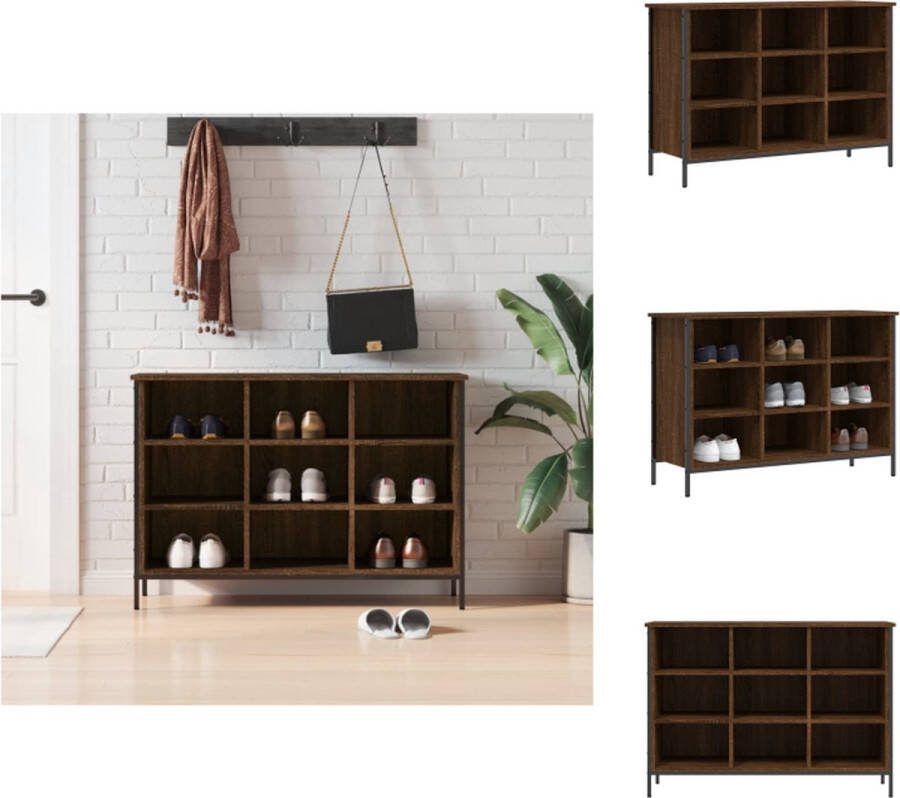 VidaXL Schoenenkast Bruineiken 100 x 35 x 70 cm Stabiel en veelzijdig Schoenenkast