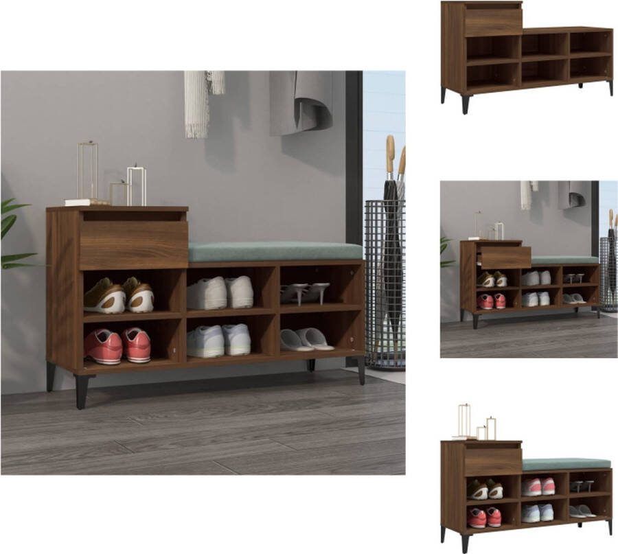 VidaXL Schoenenkast Bruineiken 102 x 36 x 60 cm Duurzaam materiaal en voldoende opbergruimte Schoenenkast