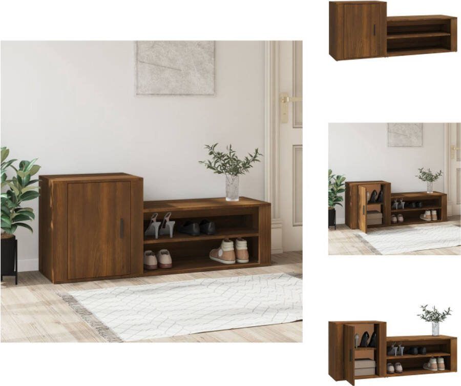 VidaXL Schoenenkast Bruineiken 130 x 35 x 54 cm Stabiel Voldoende opbergruimte Praktische deur Schoenenkast