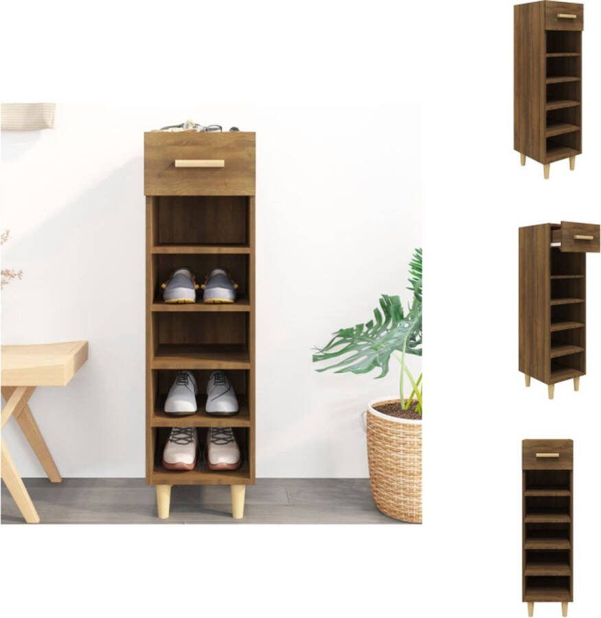 VidaXL Schoenenkast Bruineiken 30 x 35 x 105 cm ventilatie opbergruimte Schoenenkast