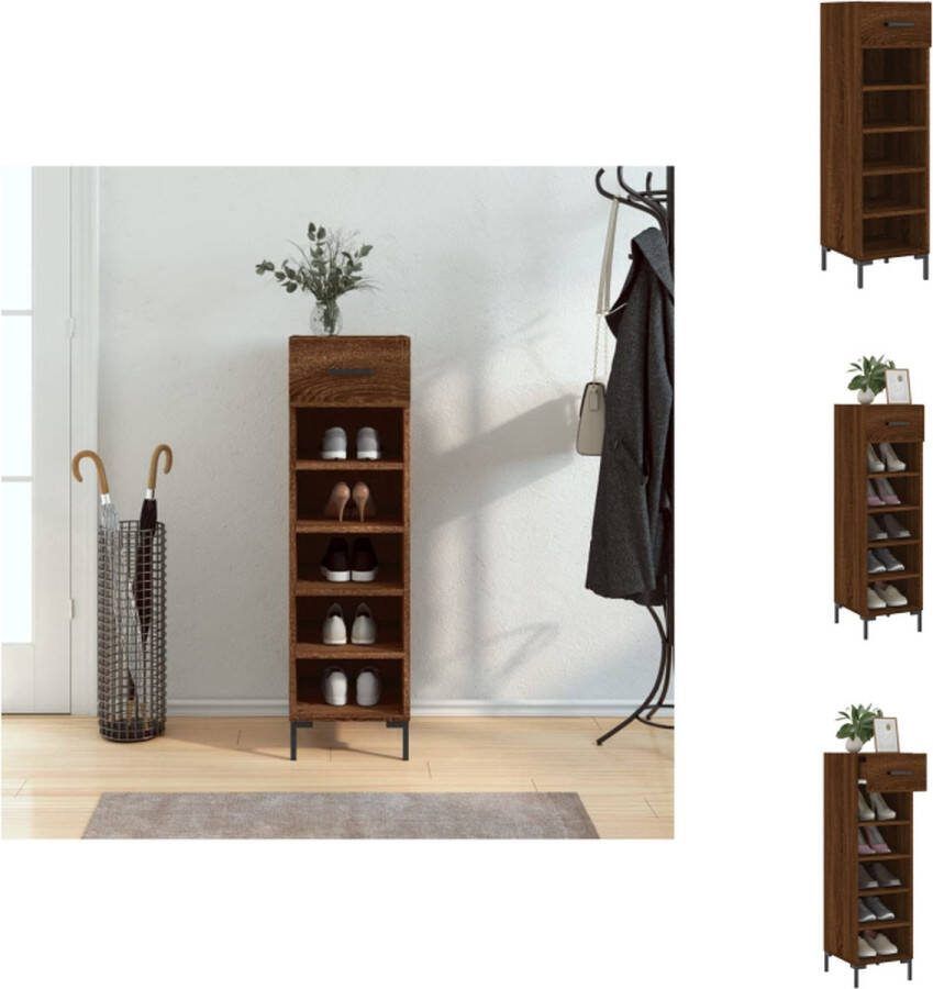 VidaXL Schoenenkast Bruineiken 30x35x105 cm Duurzaam materiaal en voldoende opbergruimte Kast