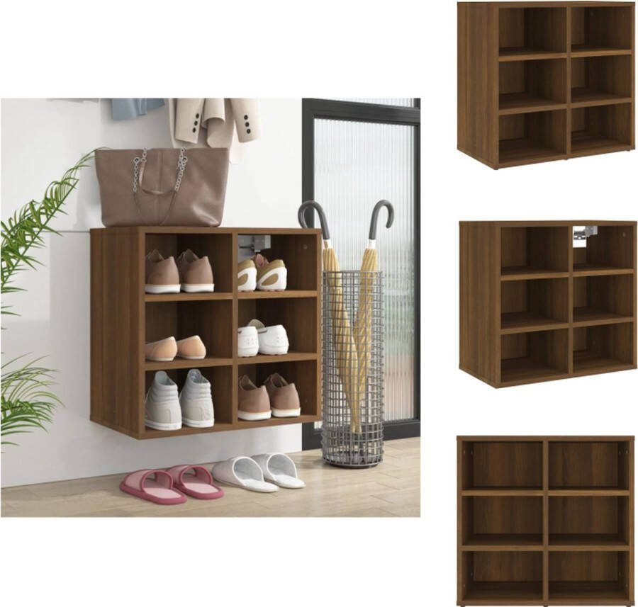 VidaXL Schoenenkast Bruineiken 52.5 x 30 x 50 cm Praktisch en Stijlvol Kast