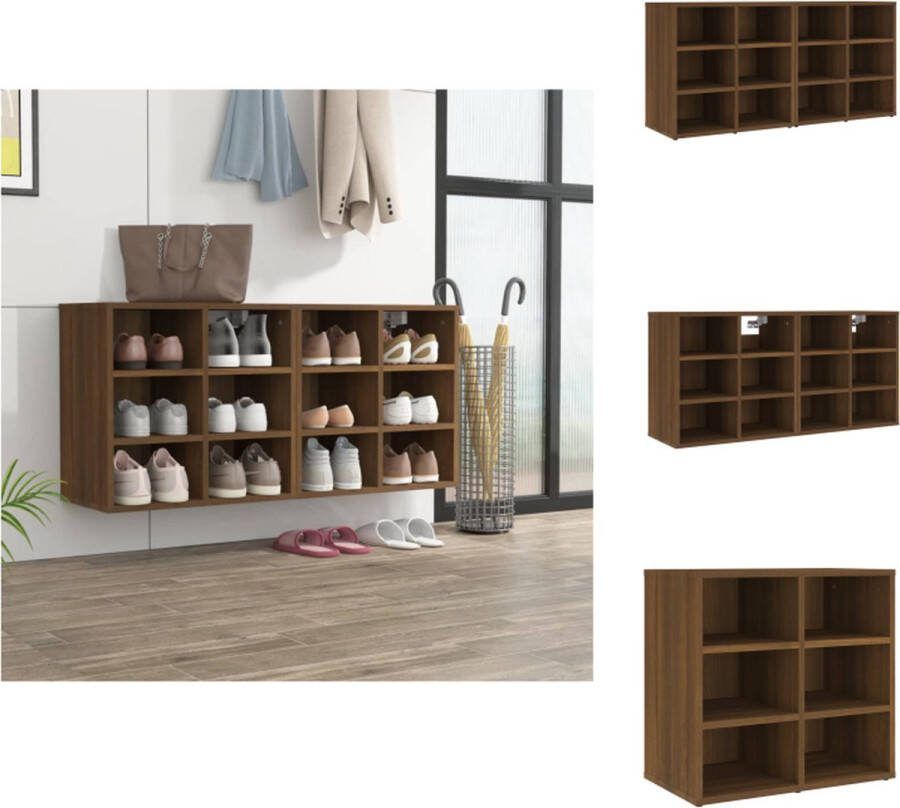VidaXL Schoenenkast Bruineiken 52.5 x 30 x 50 cm Stevig en praktisch Kast