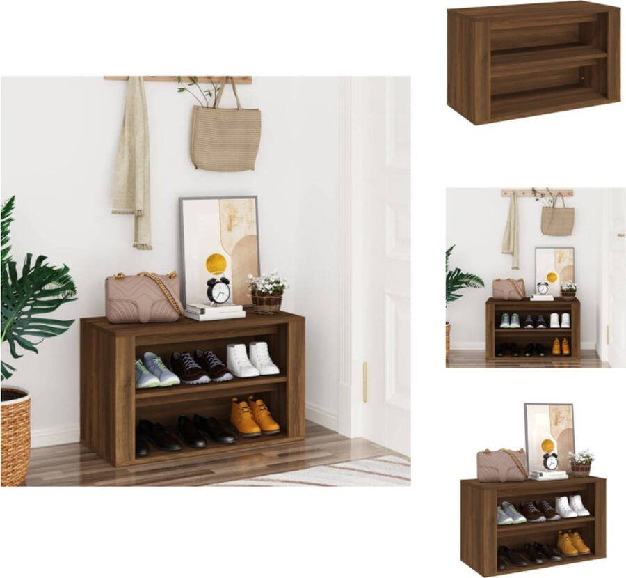 VidaXL Schoenenkast bruineiken 75 x 35 x 45 cm opbergmeubel Schoenenkast