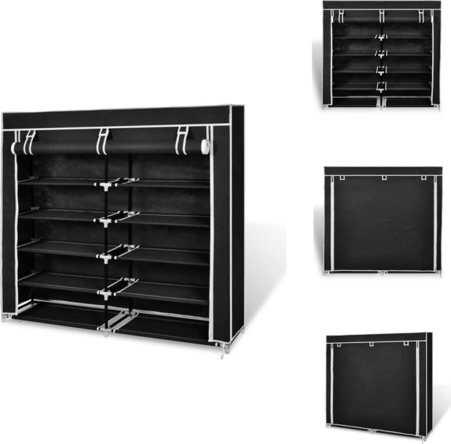 VidaXL Schoenenkast Dubbel 5-laags 115 x 28 x 110 cm zwart Schoenenkast