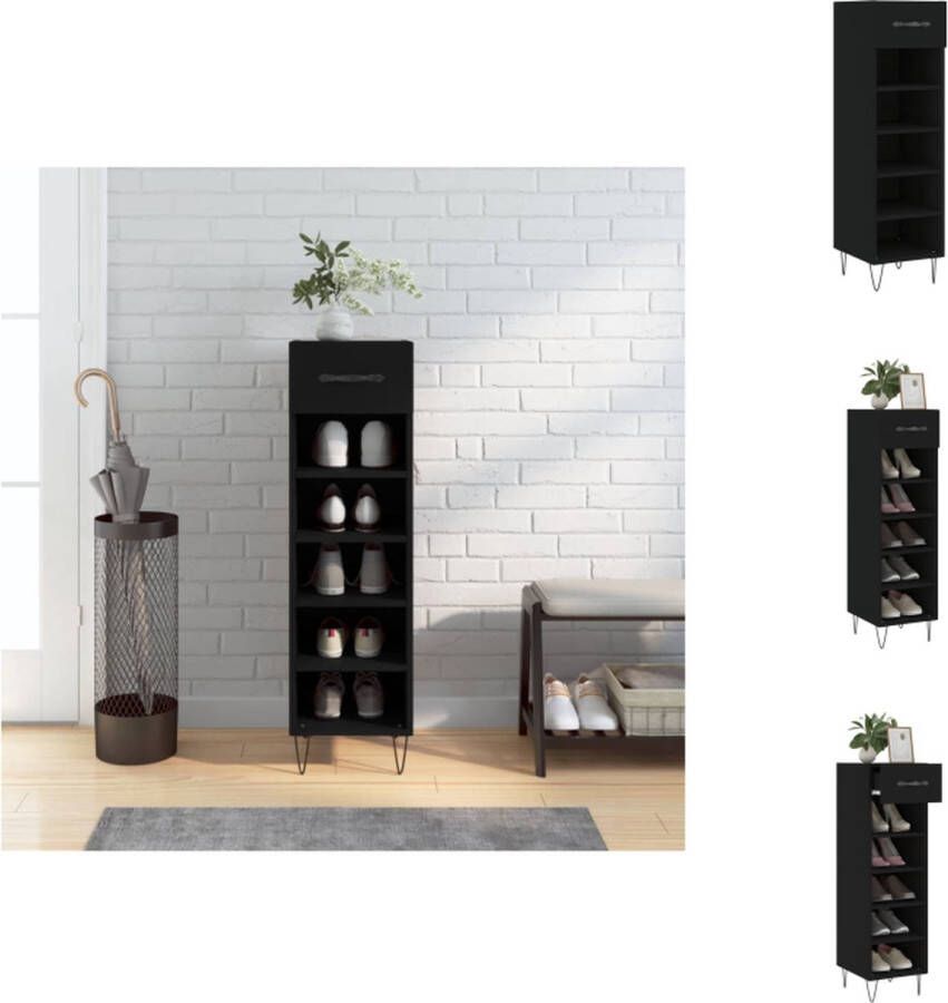 VidaXL Schoenenkast Duurzaam Hout 30x35x105 cm Zwart Kast
