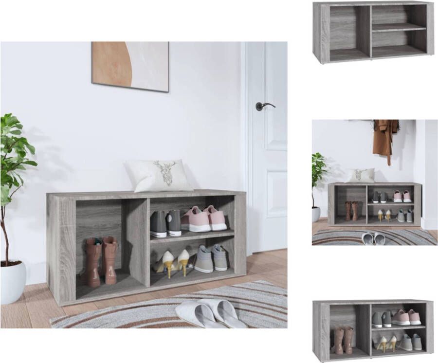 VidaXL Schoenenkast Elegant Opbergruimte 100 x 35 x 45 cm Ken- Grijs Sonoma Eiken Materiaal- Bewerkt hout Schoenenkast