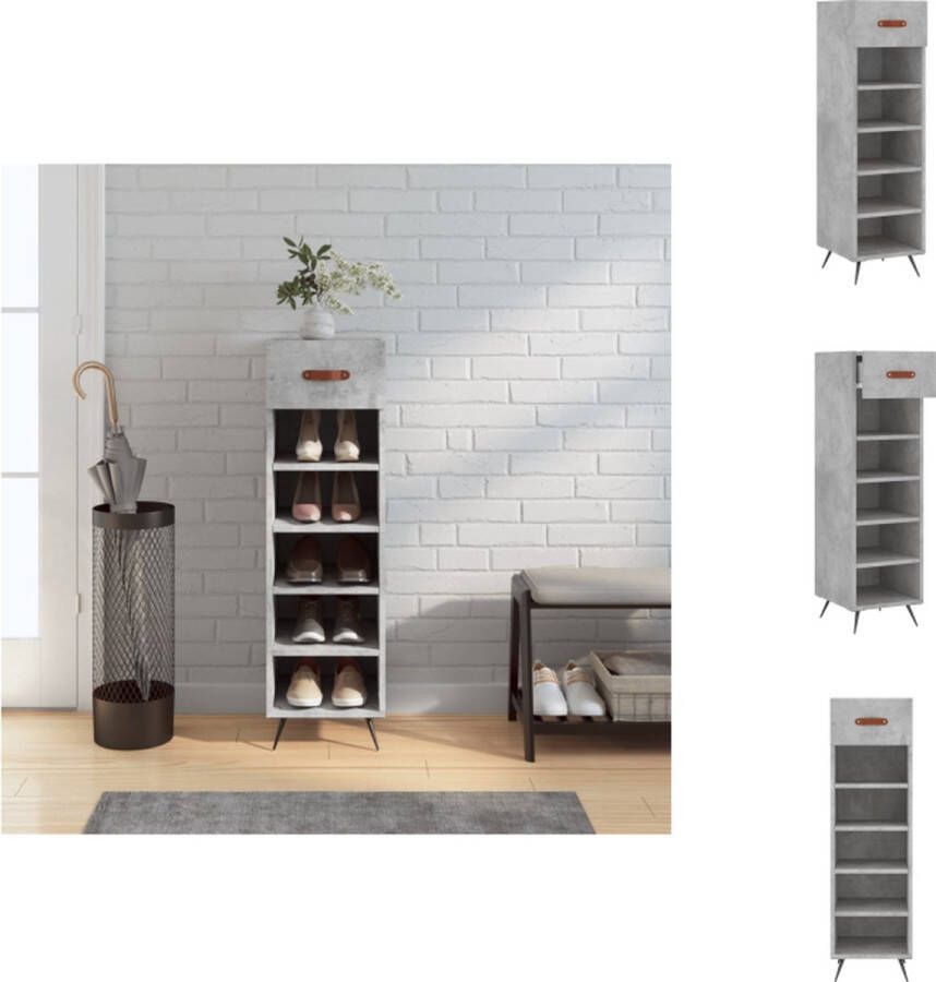 VidaXL Schoenenkast Elegant Opbergsysteem Afmetingen- 30 x 35 x 105 cm Betongrijs Kast