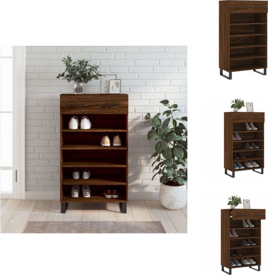 VidaXL Schoenenkast Elegante opbergruimte voor schoenen 60 x 35 x 105 cm Bruineiken Duurzaam materiaal Kast
