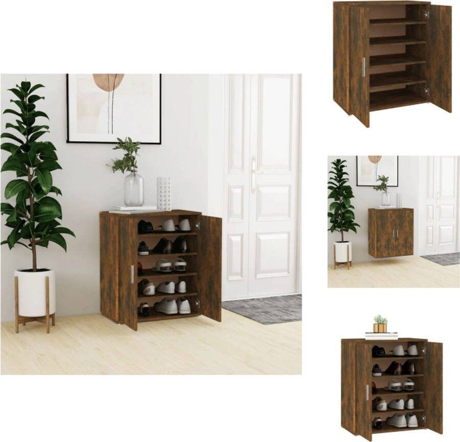 VidaXL Schoenenkast Gerookt Eiken 60 x 35 x 70 cm Praktisch en Elegante Schoenenkast