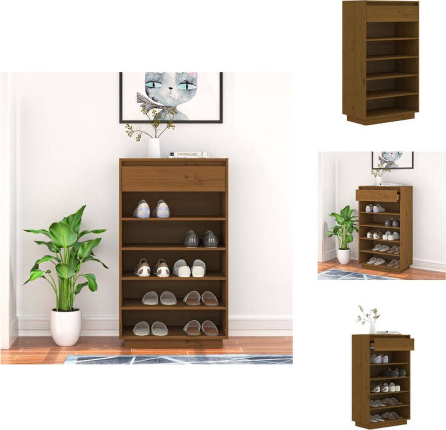 VidaXL Schoenenkast Grenenhout 60 x 34 x 105 cm Honingbruin Schoenenkast