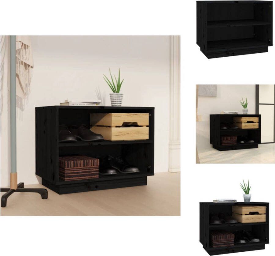 VidaXL Schoenenkast Grenenhout 60 x 34 x 45 cm Zwart Schoenenkast