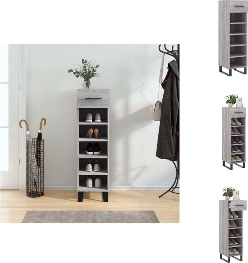 VidaXL Schoenenkast Grijs Sonoma Eiken 30 x 35 x 105 cm (B x D x H) Duurzaam materiaal Kast