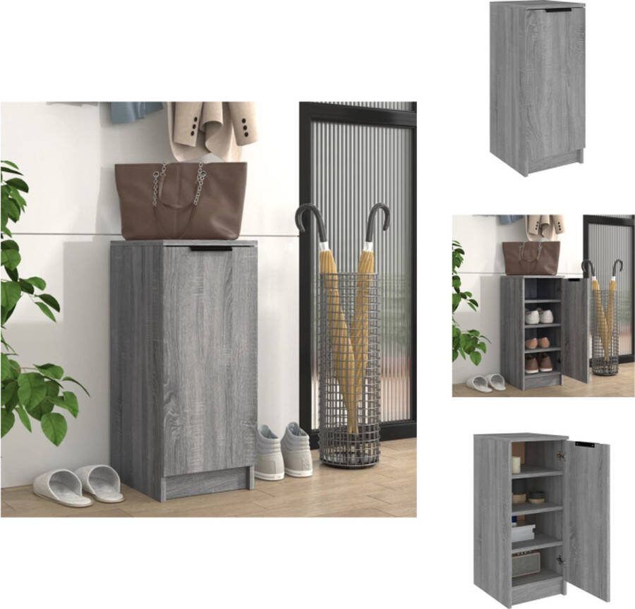 VidaXL Schoenenkast Grijs Sonoma Eiken 30 x 35 x 70 cm Stevig Materiaal Schoenenkast