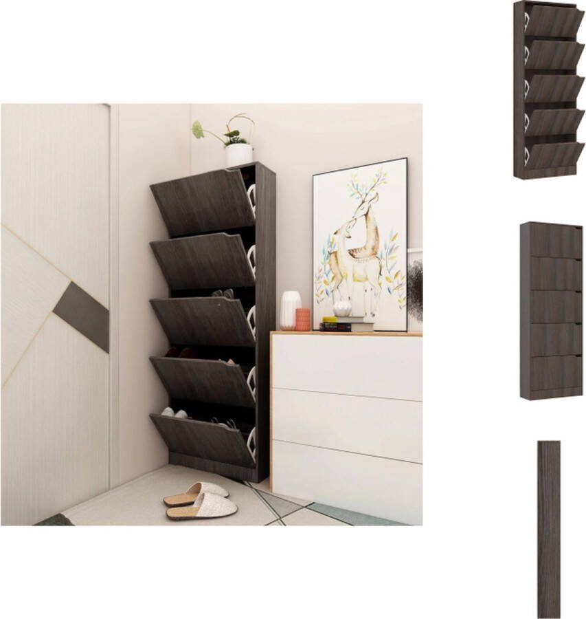 VidaXL Schoenenkast Grijs Sonoma Eiken 59 x 24 x 167 cm Duurzaam en Stevig Schoenenkast
