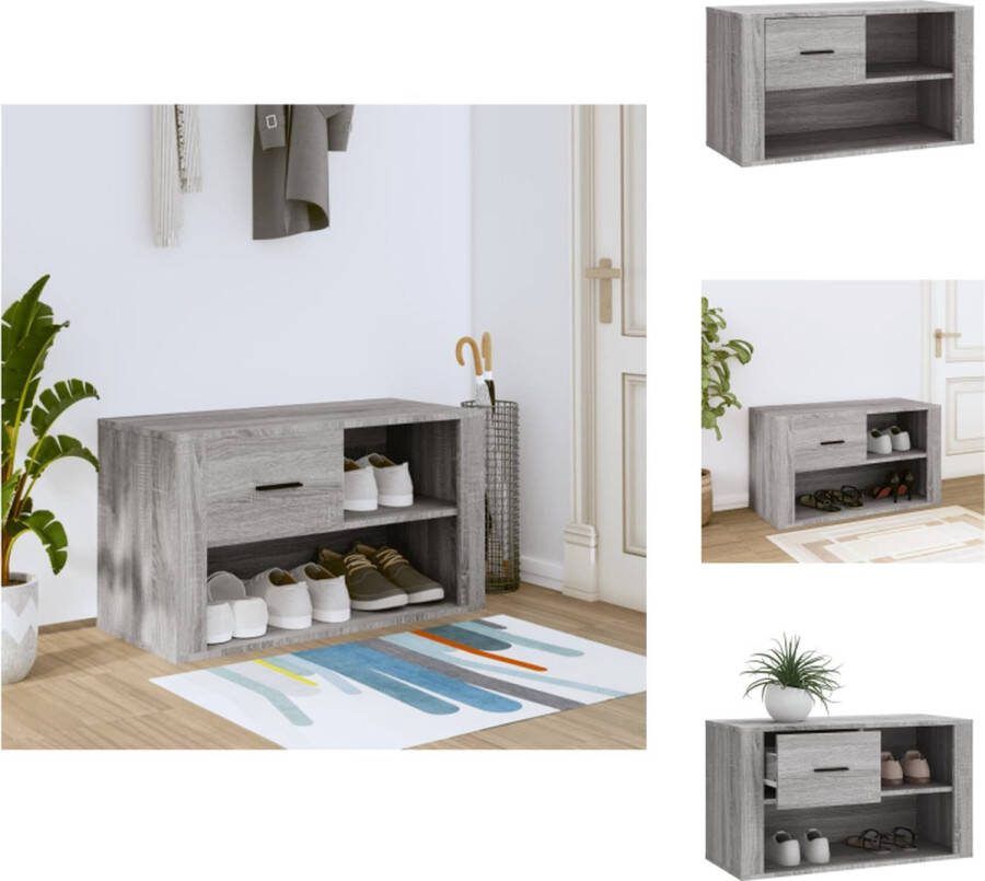 VidaXL Schoenenkast Grijs Sonoma Eiken 80x35x45 cm Stevig materiaal Schoenenkast