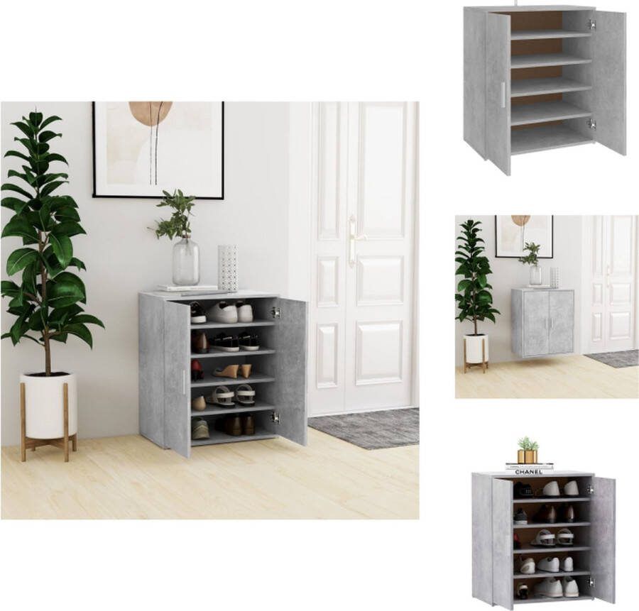 VidaXL Schoenenkast Halkast Betongrijs 60 x 35 x 70 cm Spaanplaat Schoenenkast