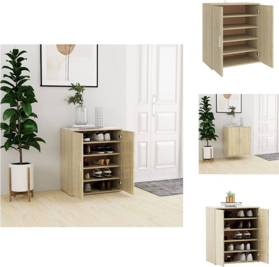 VidaXL Schoenenkast Halkast Sonoma eiken 60 x 35 x 70 cm (L x B x H) Spaanplaat Schoenenkast